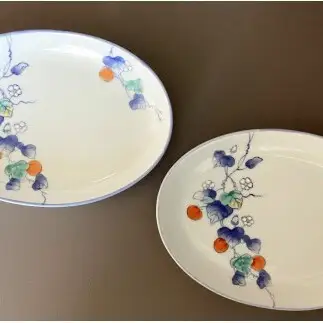 有田焼 華山窯 染錦トマト 楕円トレー 皿 2枚セット【東洋セラミックス】 食器 器 うつわ プレート お皿 楕円皿 青 黄 緑 赤トマト とまと 可愛い au039