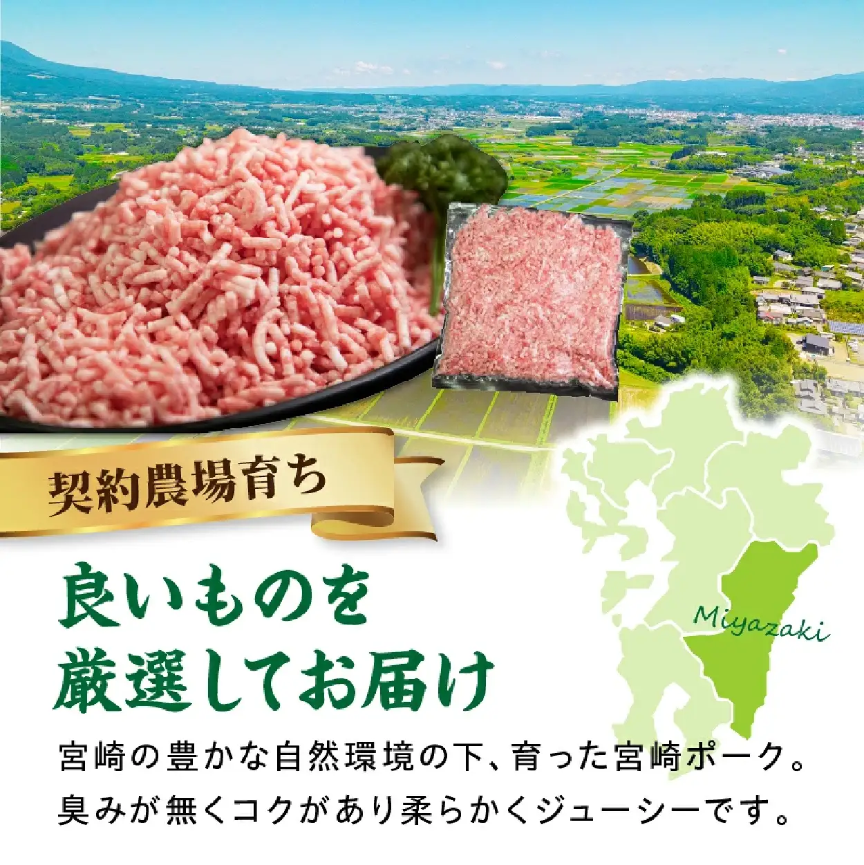 ひき肉 【産地直送・個包装】契約農場ですくすく育った宮崎ポークひき肉　2kg