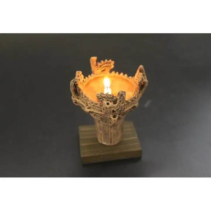 笹山遺跡・火焔型土器レプリカ 9cm （台座1cm・簡易ろうそく立て・ありがとうろうそく10本・マッチ付） 手作り 陶芸品 新潟市