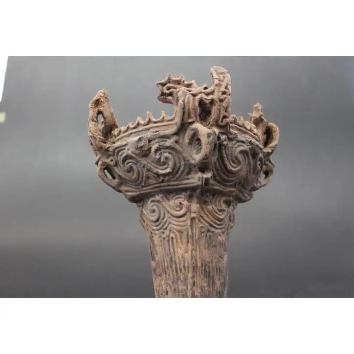 笹山遺跡・火焔型土器レプリカ 19cm （台座1cm・O型小鉄製ろうそく立て・豆和ろうそく24本・マッチ付）（新潟県十日町市出土） 手作り 陶芸品 新潟市