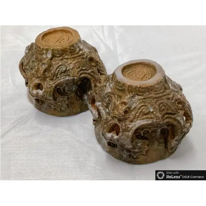 縄文・火焔型ぐい呑み 　2個セット　直径約5cm　48ｇ 陶芸品 食器 カップ セット 新潟市