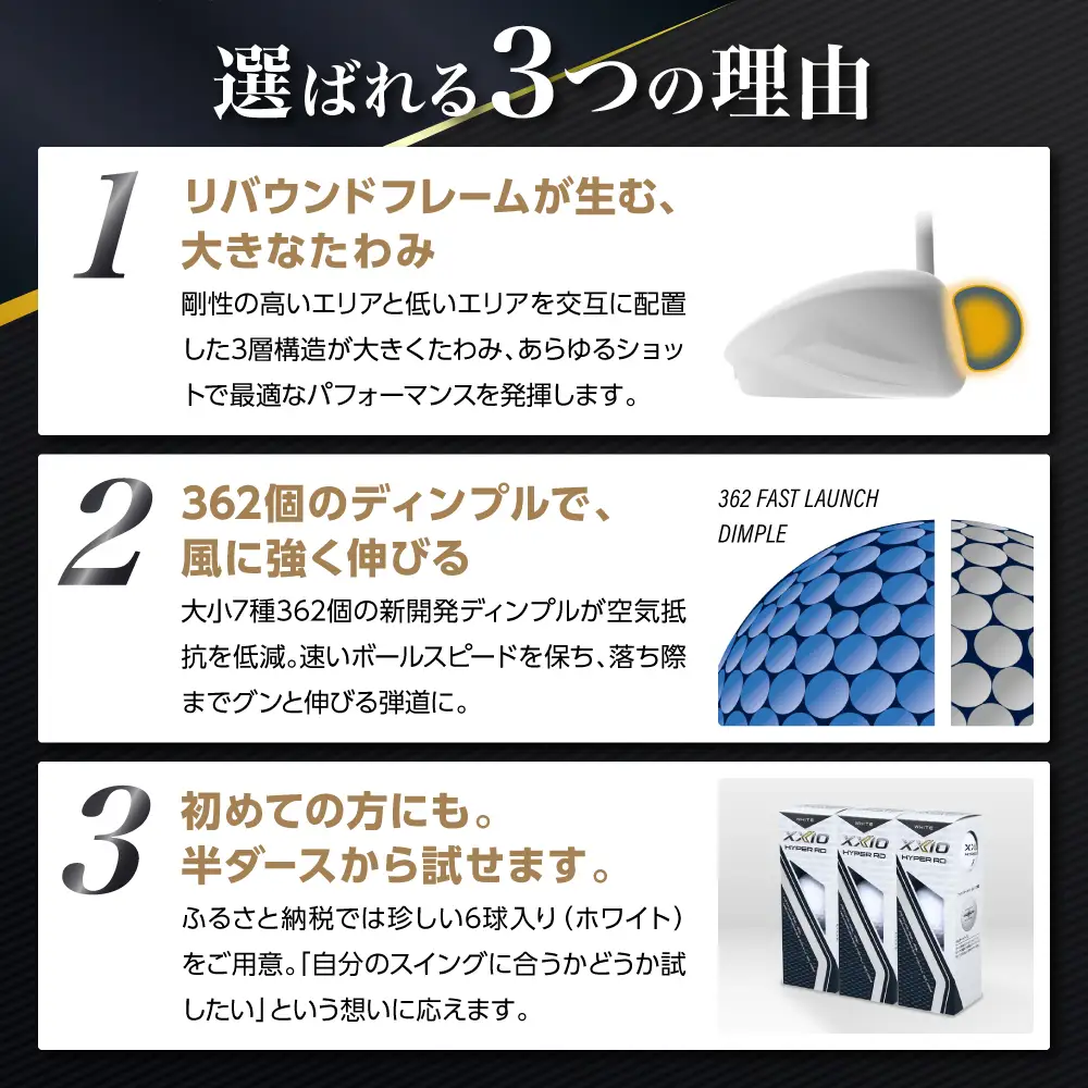 ゴルフボール 【スピード出荷】 ゼクシオ ハイパーRD イエロー【8ダース】 ゴルフボール