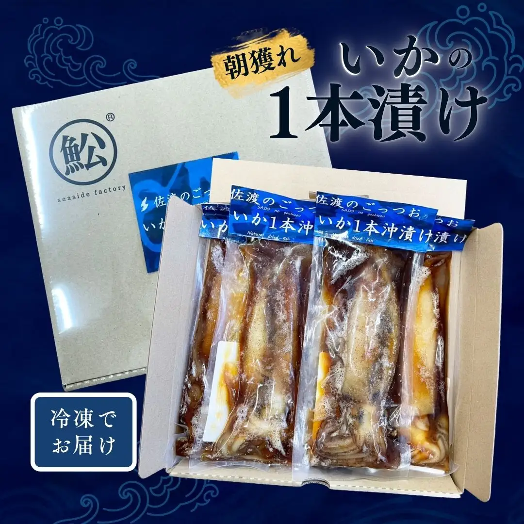 【佐渡産 朝獲れ いかの1本漬け5本セット】醤油だれ漬け 冷凍