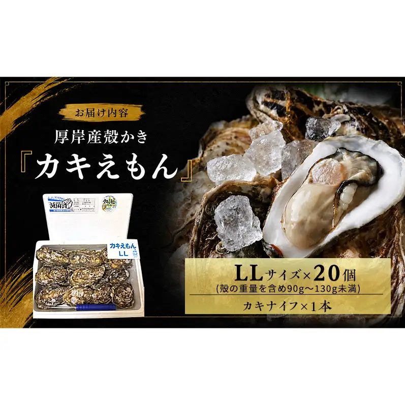 カキ 生食用 北海道 厚岸産 殻かき カキエモン LLサイズ  20個 牡蠣 魚貝類 生牡蠣 殻付き牡蠣 カキ ブランド