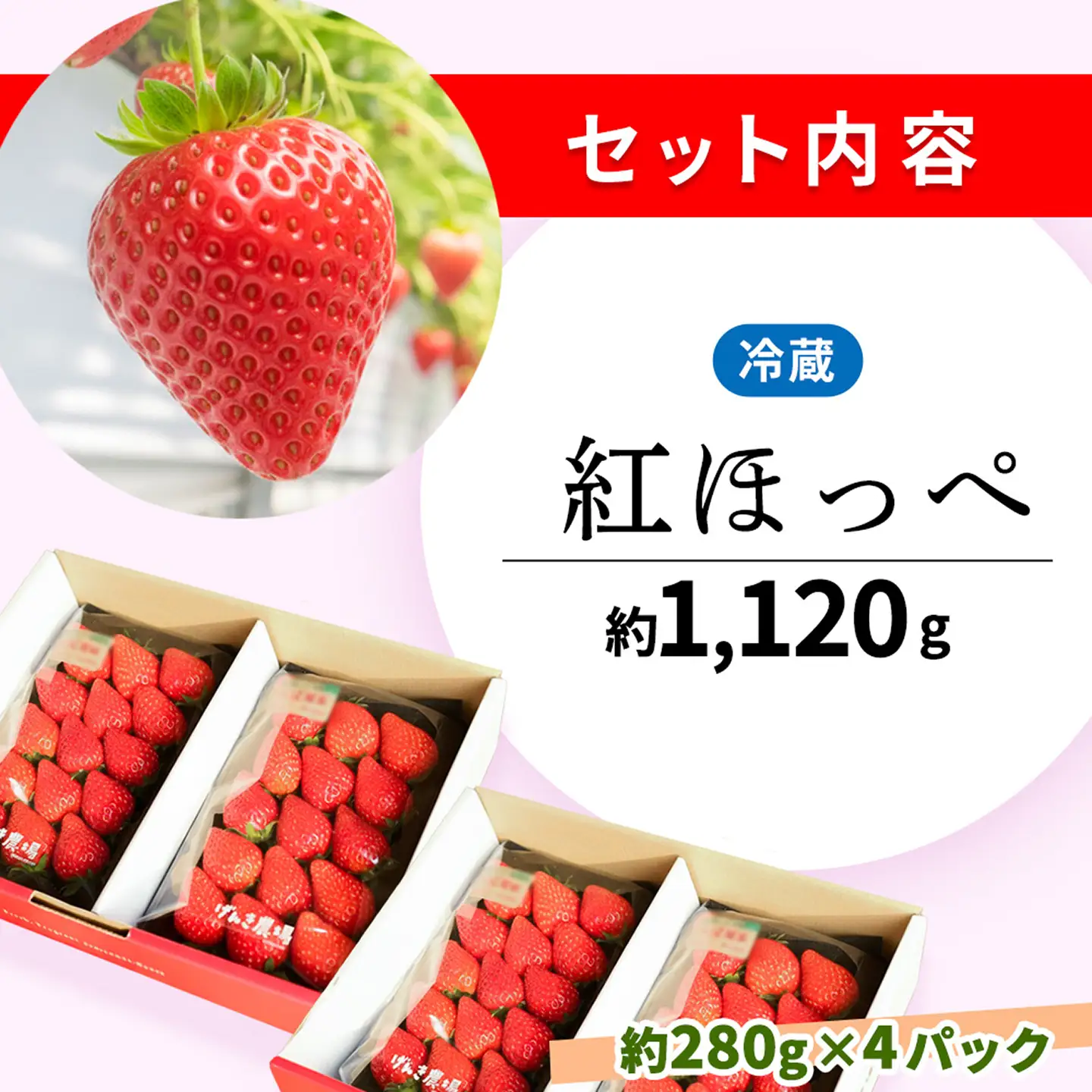 【2027年3月発送】【先行予約】【農場直送！】紅ほっぺ(約280g×4P) K100096