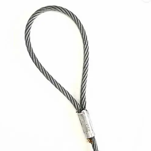 玉掛索 径6mm 長4.0m ロック加工(カシメ）2本セット 両アイ JIS規格 鉛止め 玉掛け 台付け ワイヤーロープ クレーン スリング 大阪 大阪府 岸和田市