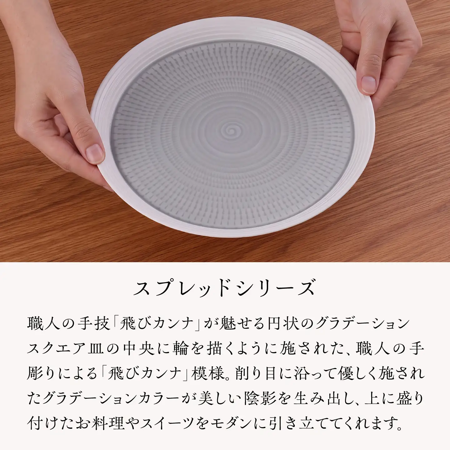 【波佐見焼】スプレッド プレート 24.5cm グレー 2枚セット【一真窯】[BB71]