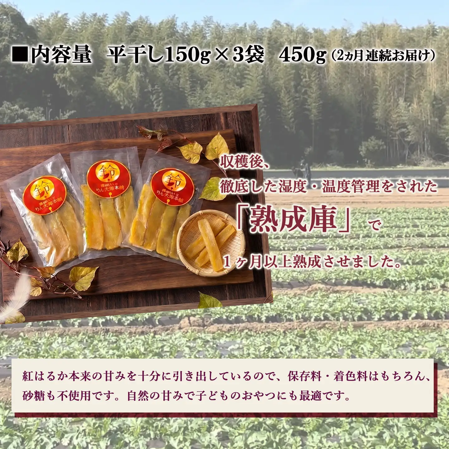 先行予約】2回定期便 熟成紅はるか 干し芋 （平干し）150g×3袋 450g 干