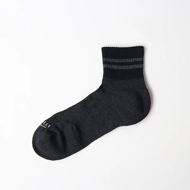 PESCALLY　和紙薄手パイルラインソックス（25cm-27cm）ブラック FAD-2226