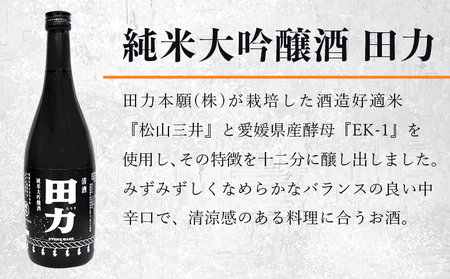 ＜純米大吟醸 田力（750ml×2本）と田力米（2合×2袋）セット＞※1か月以内に順次出荷します。日本酒 お米 酒米 松山三井 にこまる ゆうだい21 特産品 晩酌 お祝い 内祝い 家飲み 宅飲み 中辛口 元見屋酒店 愛媛県 西予市【冷蔵】 UMS0004