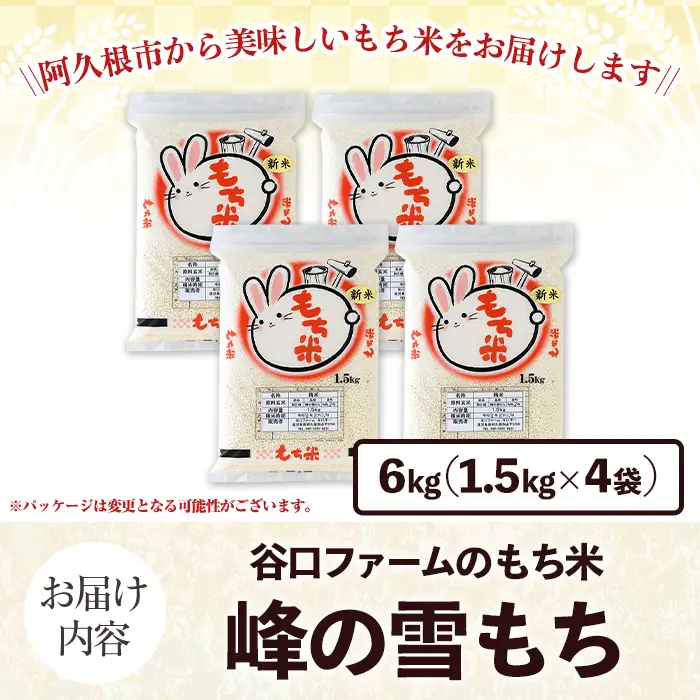 鹿児島県産のもち米 峰の雪もち(計6kg) 国産 餅米 ご飯 お米 餅つき お餅 おもち おはぎ お正月 年末 【谷口ファーム】akn064-29