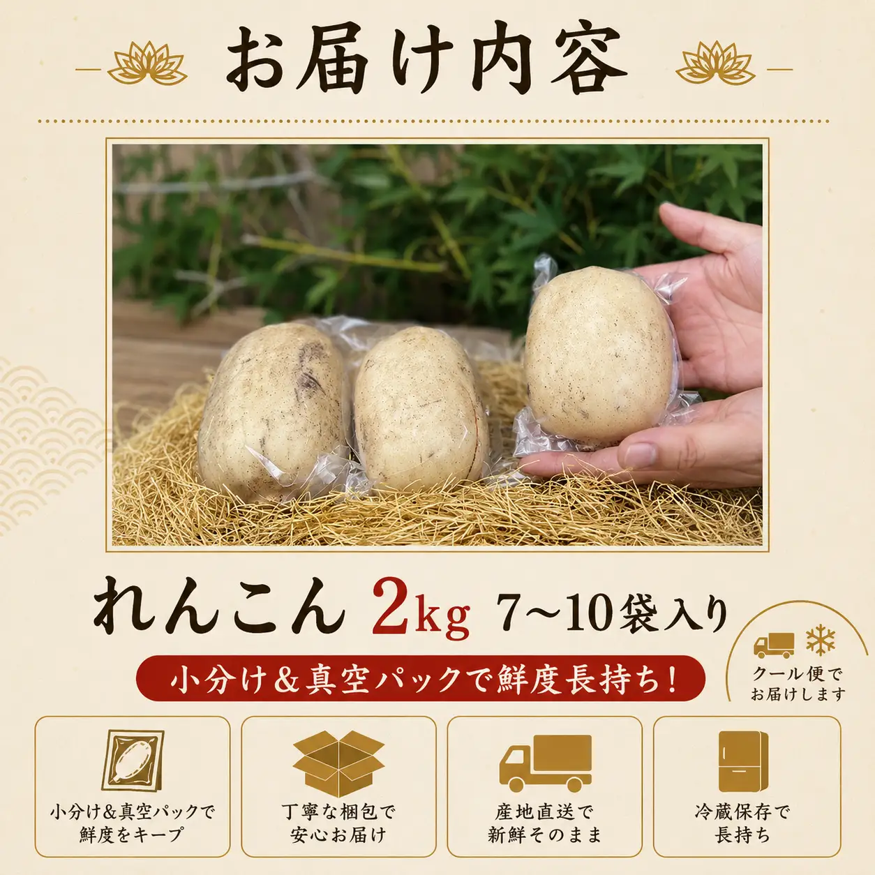 れんこん 小分け レンコン シャキシャキ 真空パック おせち | 【れんこん】krn017_X2