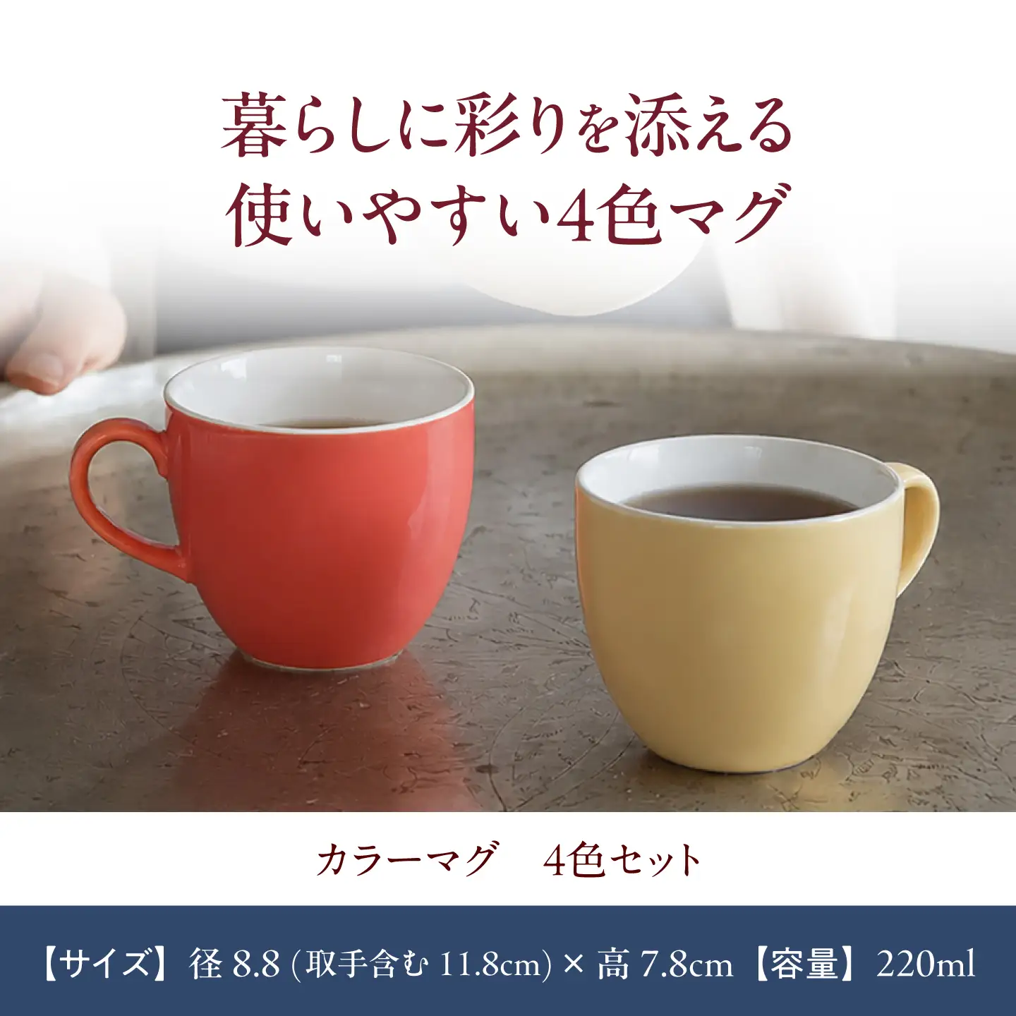 美濃焼】 カラーマグ 4色セット ブルーベリー、キャロット、トマト