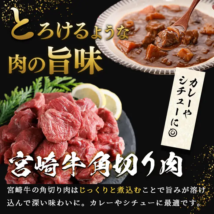 A5 等級 宮崎牛 カレー ・ シチュー 用 角切り 肉(500g) 国産 牛 冷凍 和牛 牛肉 煮込み用 煮込み料理 煮込み 小分け 晩ご飯 おかず ブランド牛【OT-07】【KNOT合同会社】