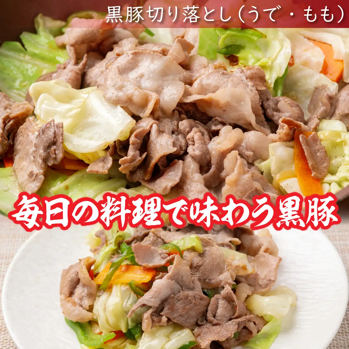 【定期3ヶ月】黒豚切り落とし（うで・もも） 300g×5 SKN096