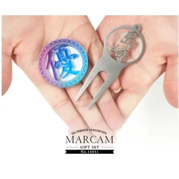 アクリルマーカー(グラデーション)とグリーンフォーク(名入れ)のギフトセット ゴルフ用品 ゴルフマーカー グリーンフォーク マグネットクリップ セット オーダーメイド ギフト記念 千葉市 千葉県