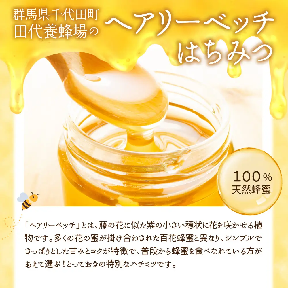 《30日程度で発送》はちみつ 600g ヘアリーベッチ＜田代養蜂場＞※沖縄・離島配送不可 