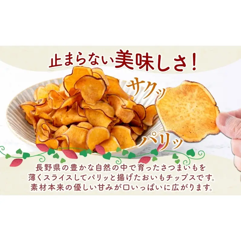 おいもチップス プレーン味 90g×10袋 さつまいも 和菓子 おやつ スイーツ サクサク 食感 お茶請け 自社農園 手作業 信州チップス 贈り物 ギフト おいも日和 ねんりん 長野県 坂城町