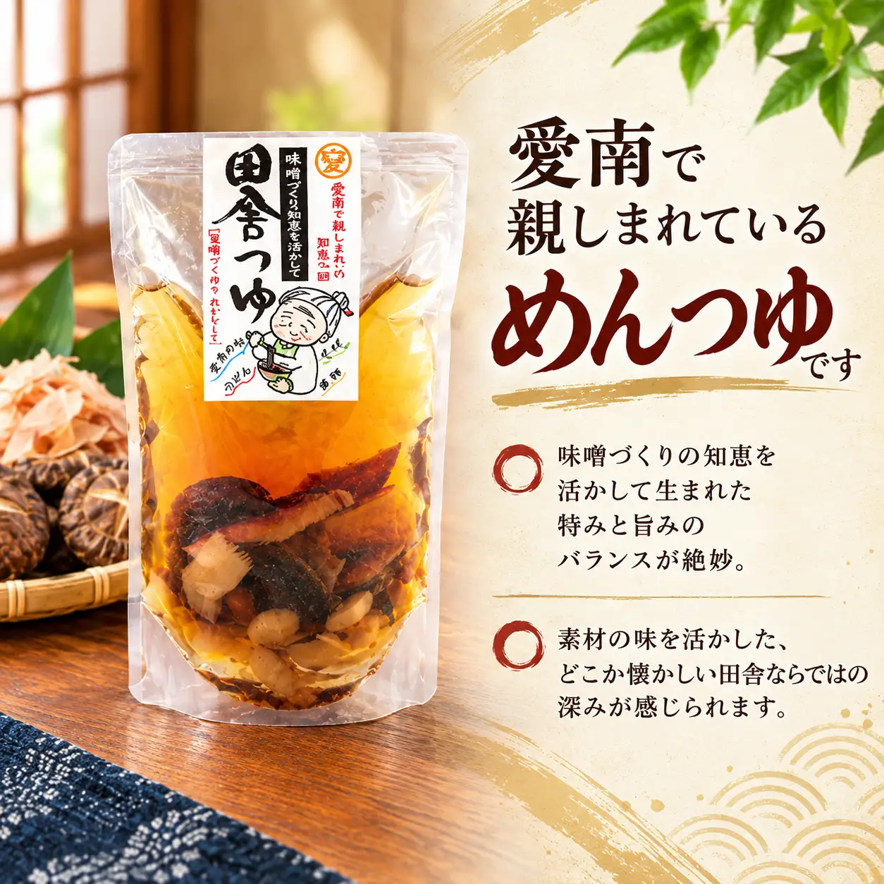味噌屋ばあちゃんの田舎つゆ 16パック セット めんつゆ 小分け 使いやすい しいたけ うどん そば そうめん 何でも使える 愛媛 愛南 マルヤス味噌