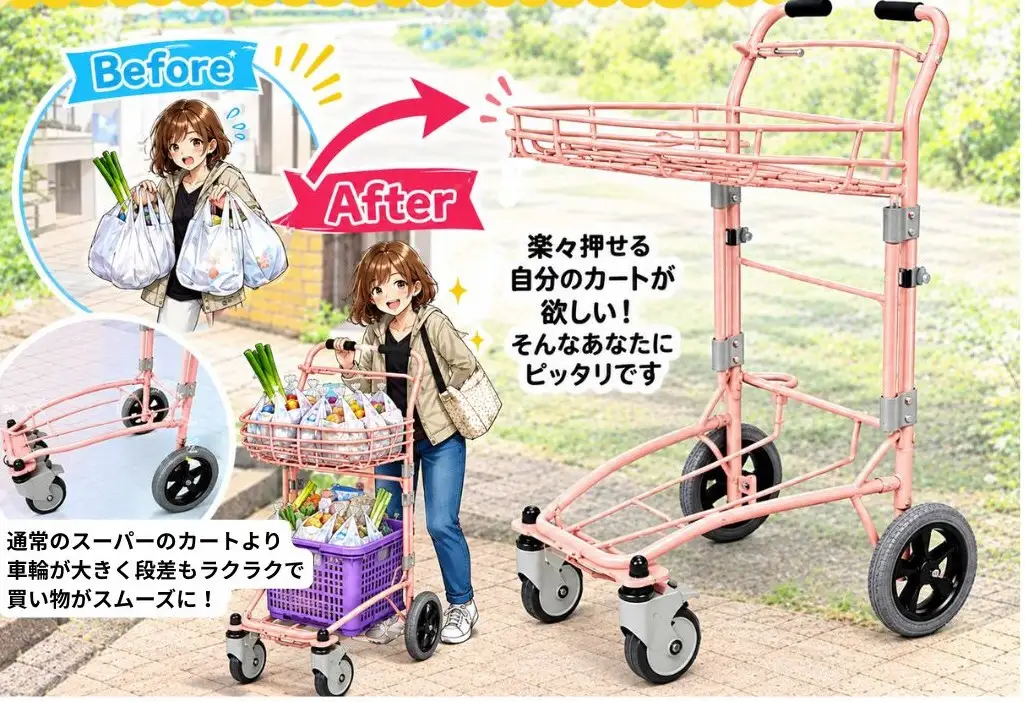 買い物カート キャリーヌ  アルミ製  （組み立て式）＼ お買物を サポート します ／ 岩手県 北上市 三協製作所 O0115  
