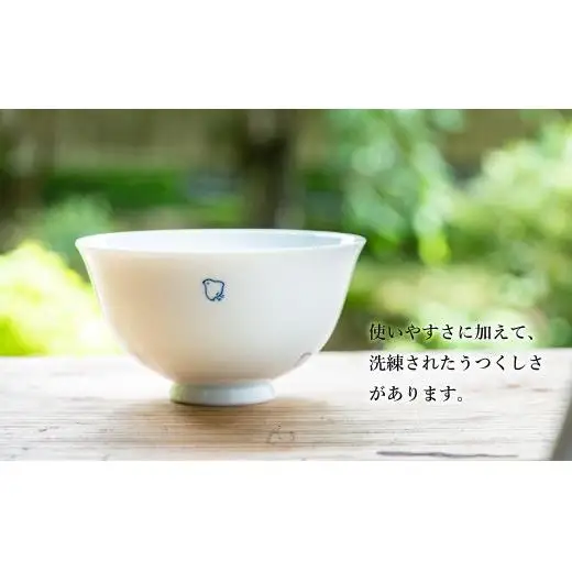 G451p 〈嘉久正窯〉千鳥 茶碗 こと?んふ?り 計4個セット 丼 飯碗. 食器 皿 手描き 染付