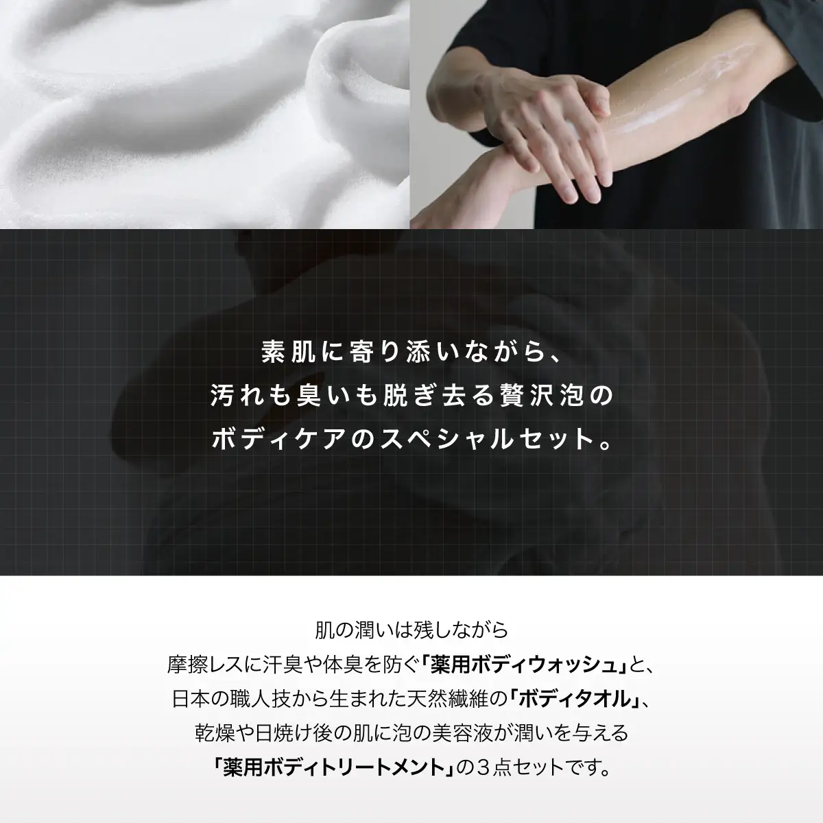 030-013　BODY CARE スペシャルセット（ボディウォッシュ、ボディトリートメント、ボディタオル）YSKAH026