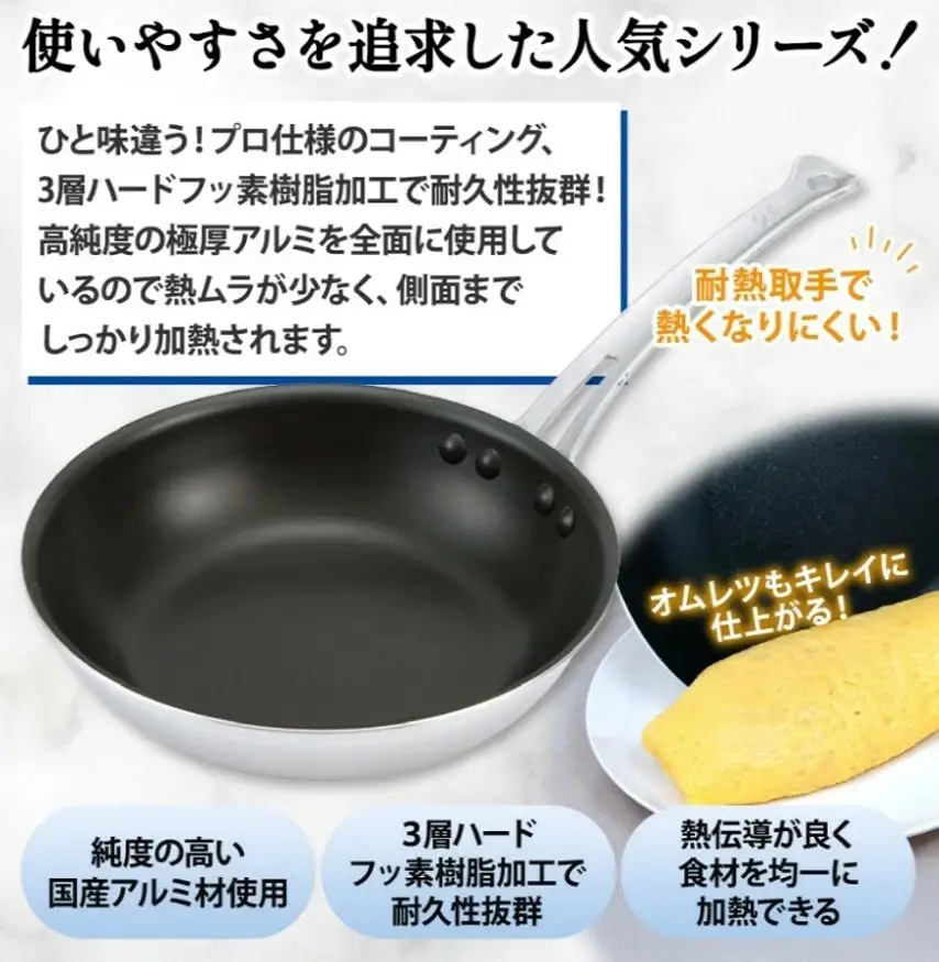 ガス用 シルクフライパン浅型２７ｃｍ（ガラス蓋付き）