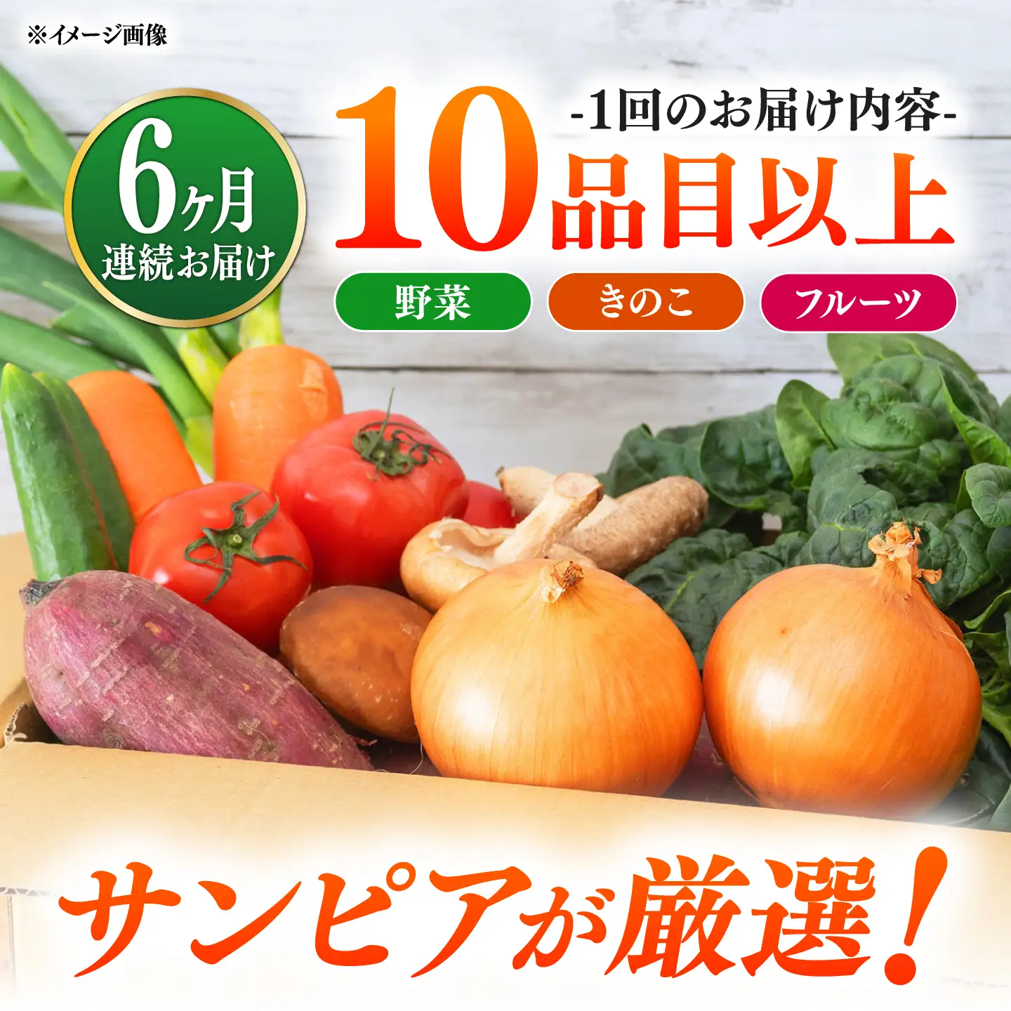 【6回定期便】＜配送時期が選べる＞採れたて野菜 お楽しみ便 ( 野菜 果物 きのこ 10品目以上 ) 野菜 フルーツ やさい 野菜セット 野菜定期便 旬 定期便 毎月 / 南島原市 / サンピア[SHB003]