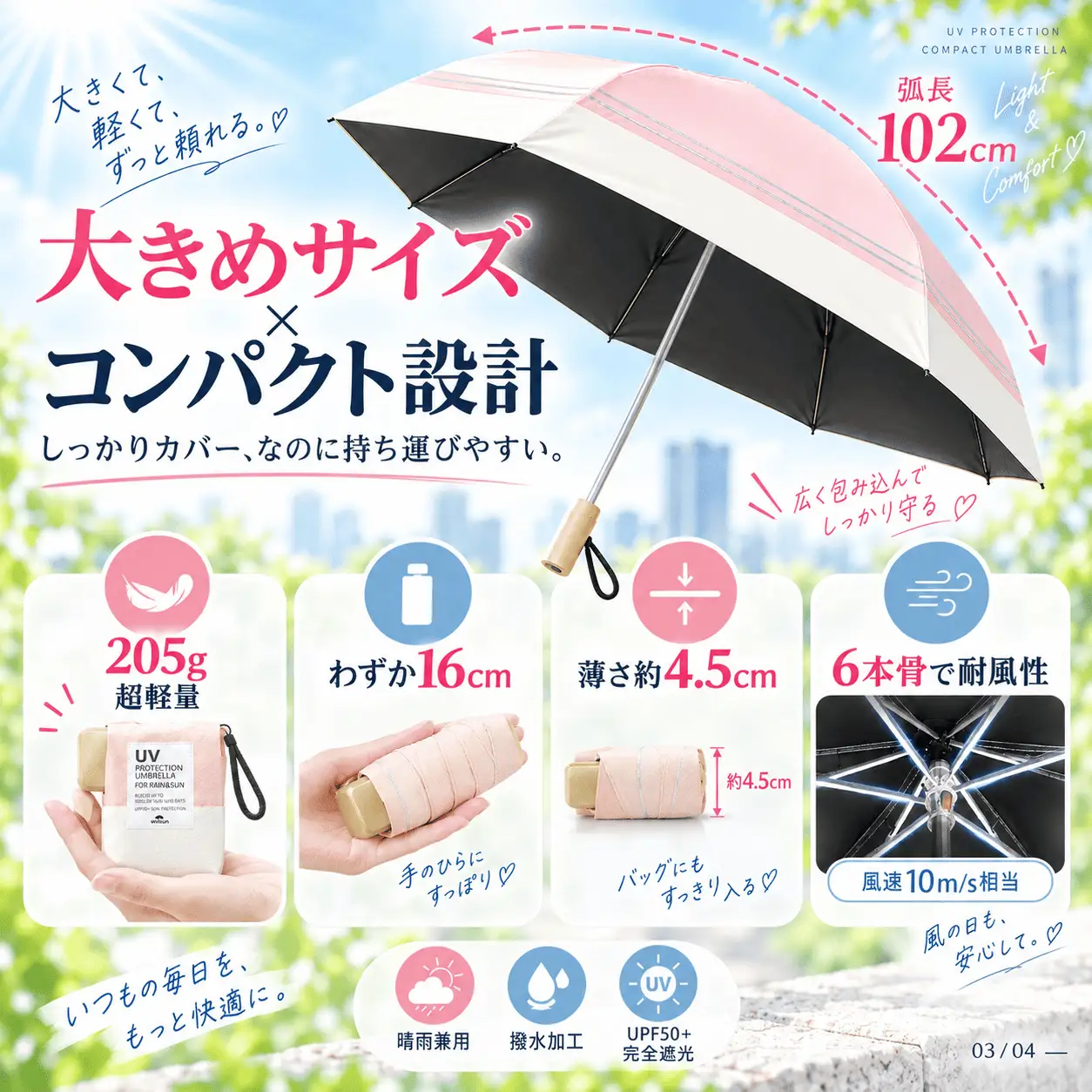 折りたたみ傘 ブラック　日傘 折りたたみ 完全遮光