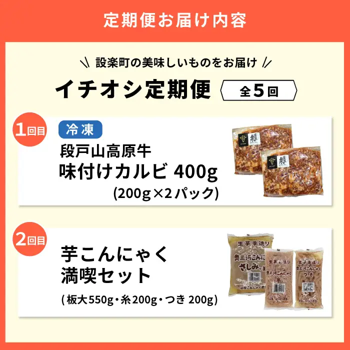 《全5回 定期便》 設楽町 イチオシ★定期便 バラエティ セットお肉 サーモン お米 こんにゃく カルビ 唐揚げ 牛肉 肉 米 簡単調理 愛知県 設楽町-303