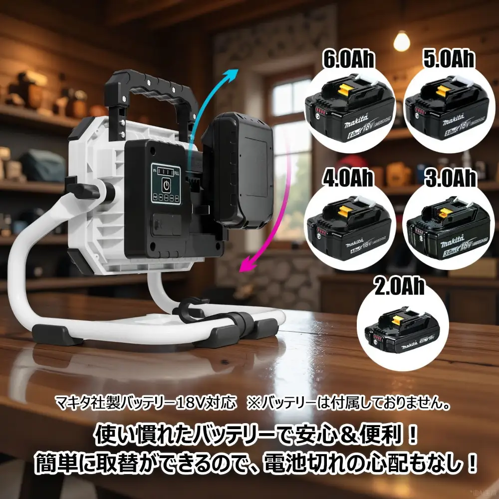 バッテリー着脱式LED投光器 100W「マッチングファイターV18 Pro」YC-M100D