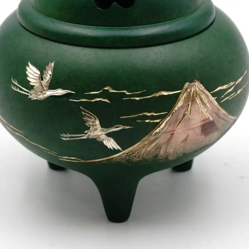 【高岡銅器】 香炉 赤富士山 獅子蓋 香道具 富山県 高岡 FAD-2118