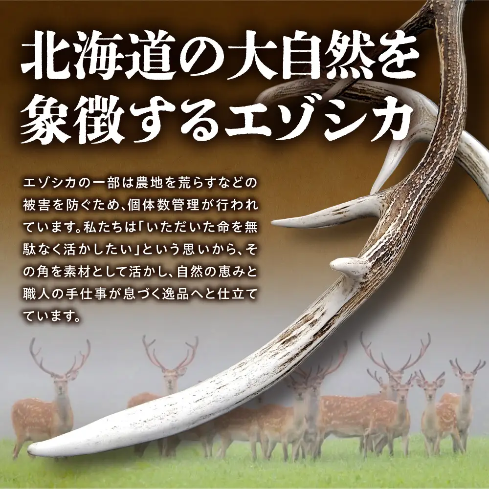 シカ角ジッパープル ｜鹿角 ハンドメイド ファスナー チャーム ギア 北海道 石狩市