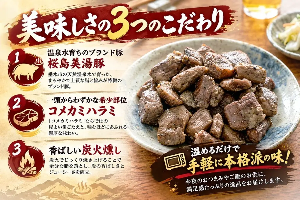 W-0417／桜島美湯豚 炭火焼 (冷凍) 100g×2P