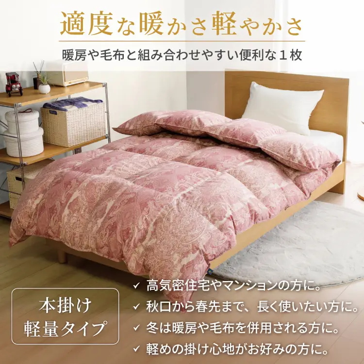 羽毛布団 本掛け 軽量 シングル 1.0kg ホワイトダックダウン93% 冬用