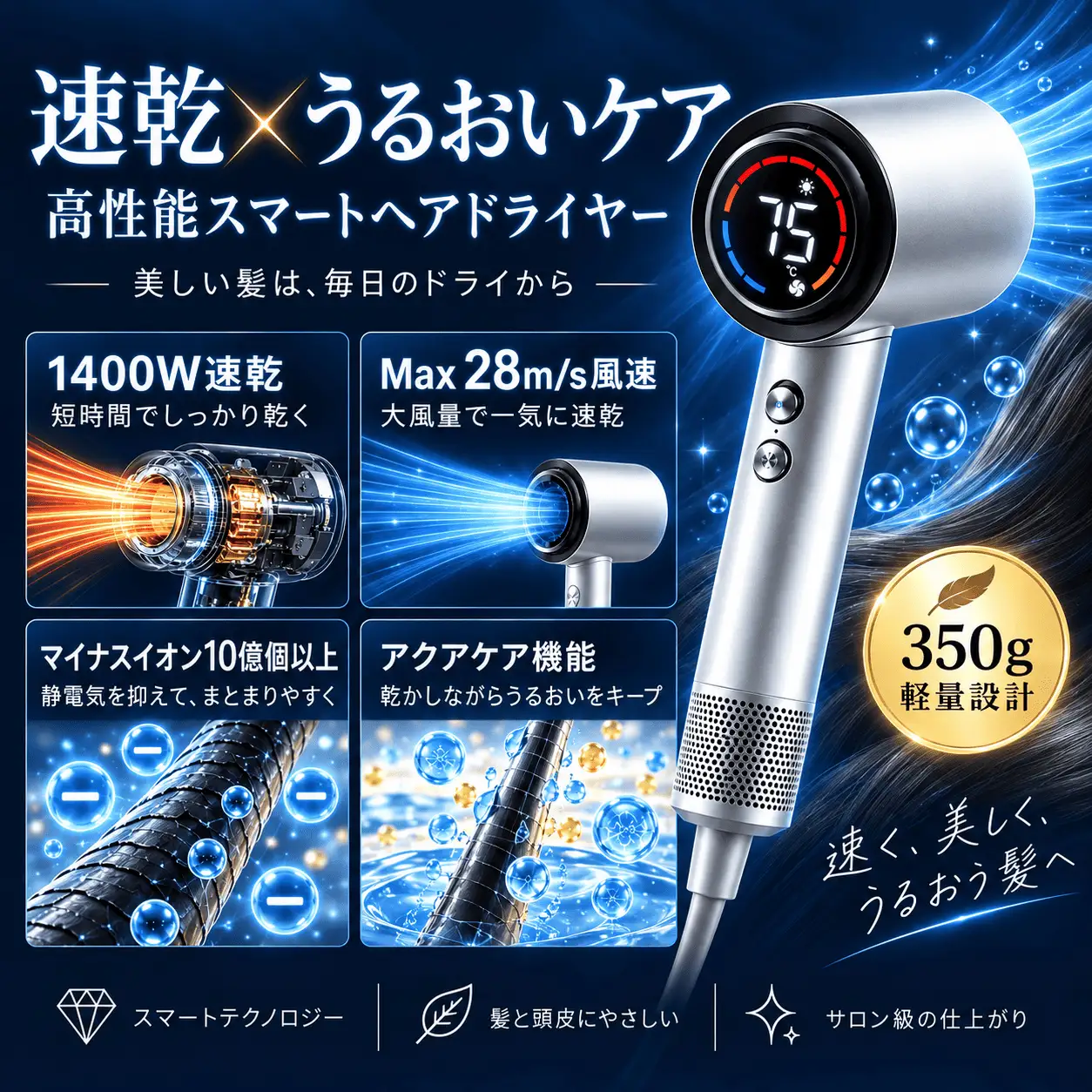ヘアドライヤー ホワイト　G02
