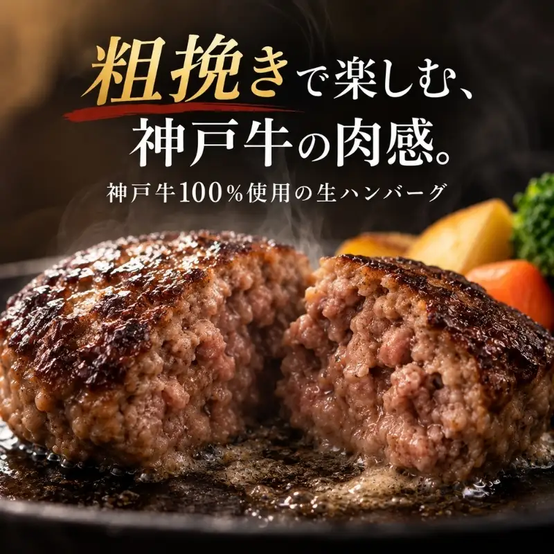 ハンバーグ 神戸牛 100% 粗挽き 生ハンバーグ 10個入 最短4日以内発送