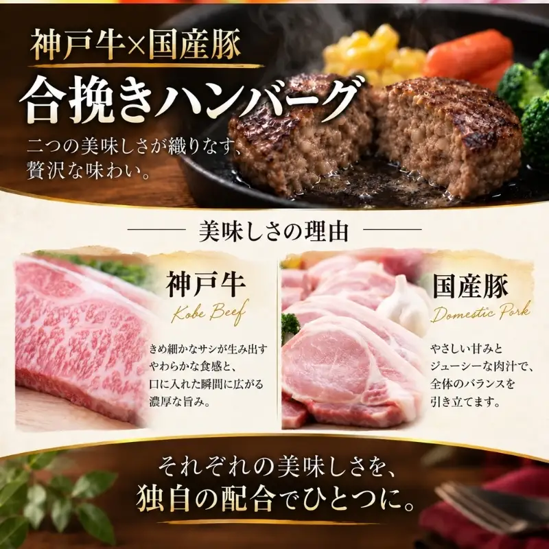 ハンバーグ 神戸牛 豚肉 合い挽き 生ハンバーグ 10個入 最短4日以内発送