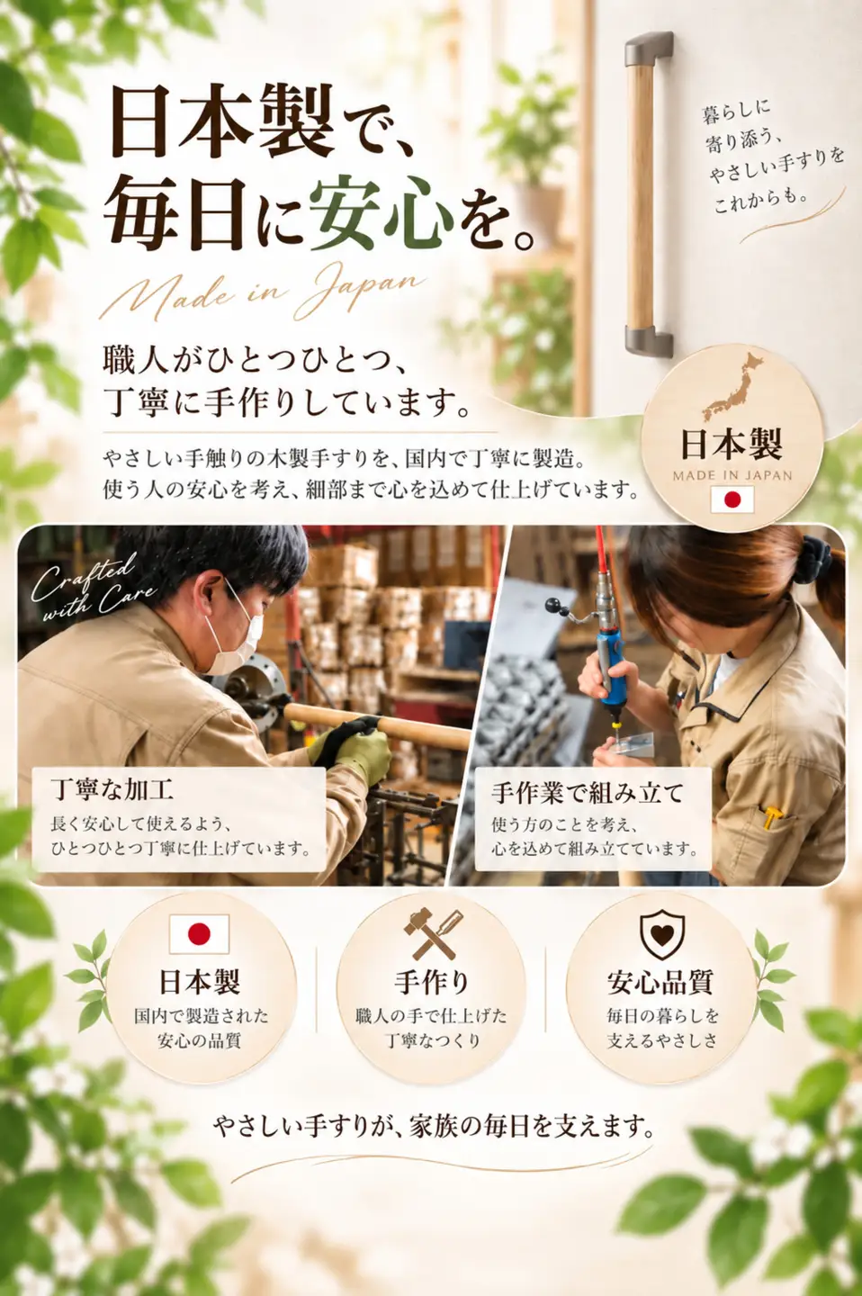 A387　ドクタークロノス　安心タテヨコ手すり　800ｍｍ