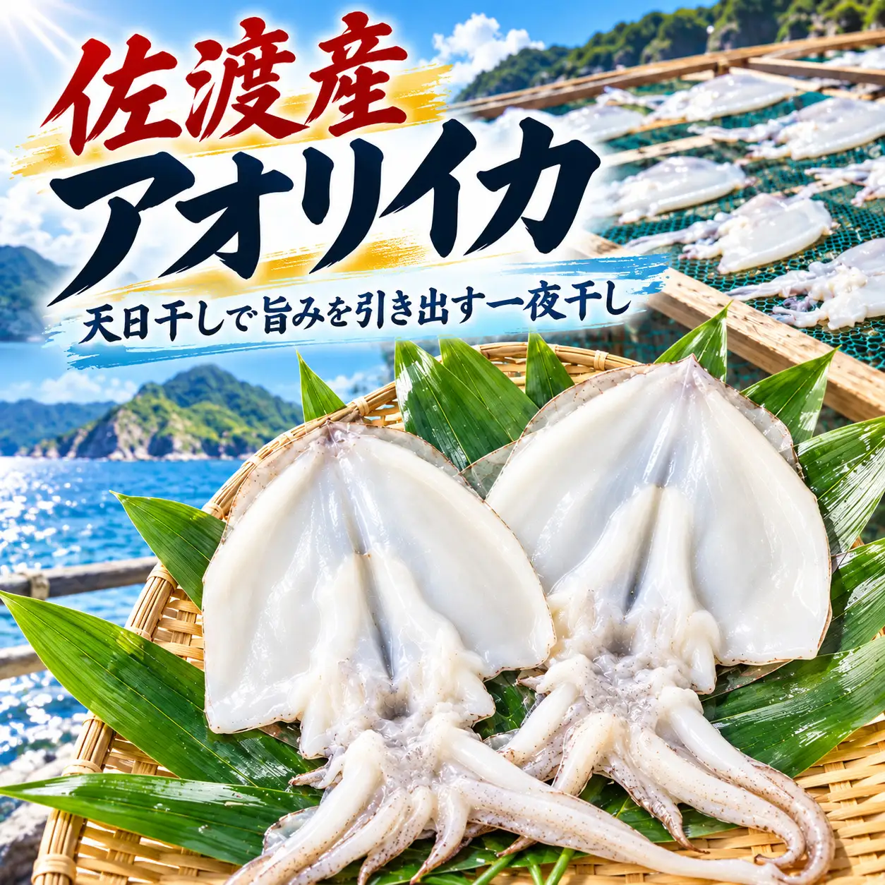 【佐渡産 アオリイカ】佐渡産 天日干し アオリイカ一夜干しB(2～4袋) 天日干し 冷凍