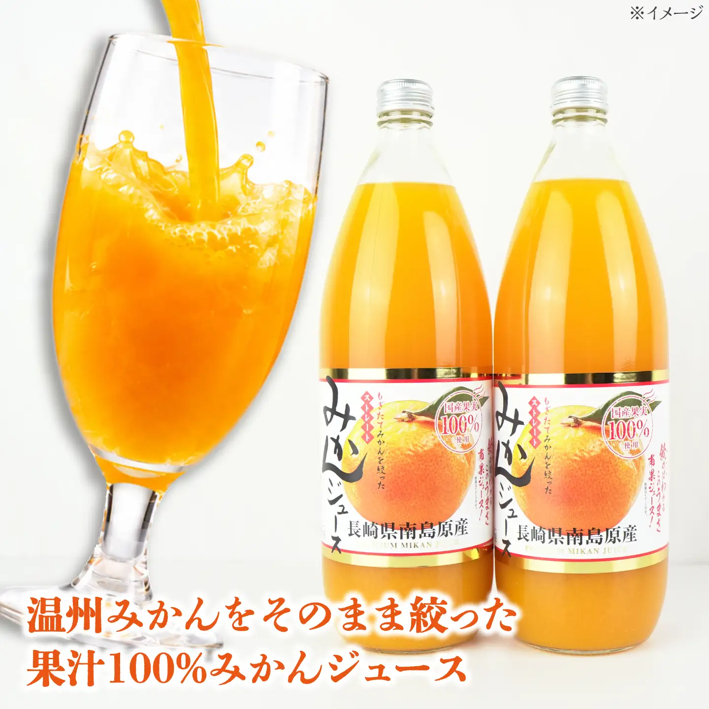 もぎたてみかんを絞った ストレート みかんジュース1000ml ×2本 / オレンジ ジュース 南島原市 / ミナサポ[SCW074]