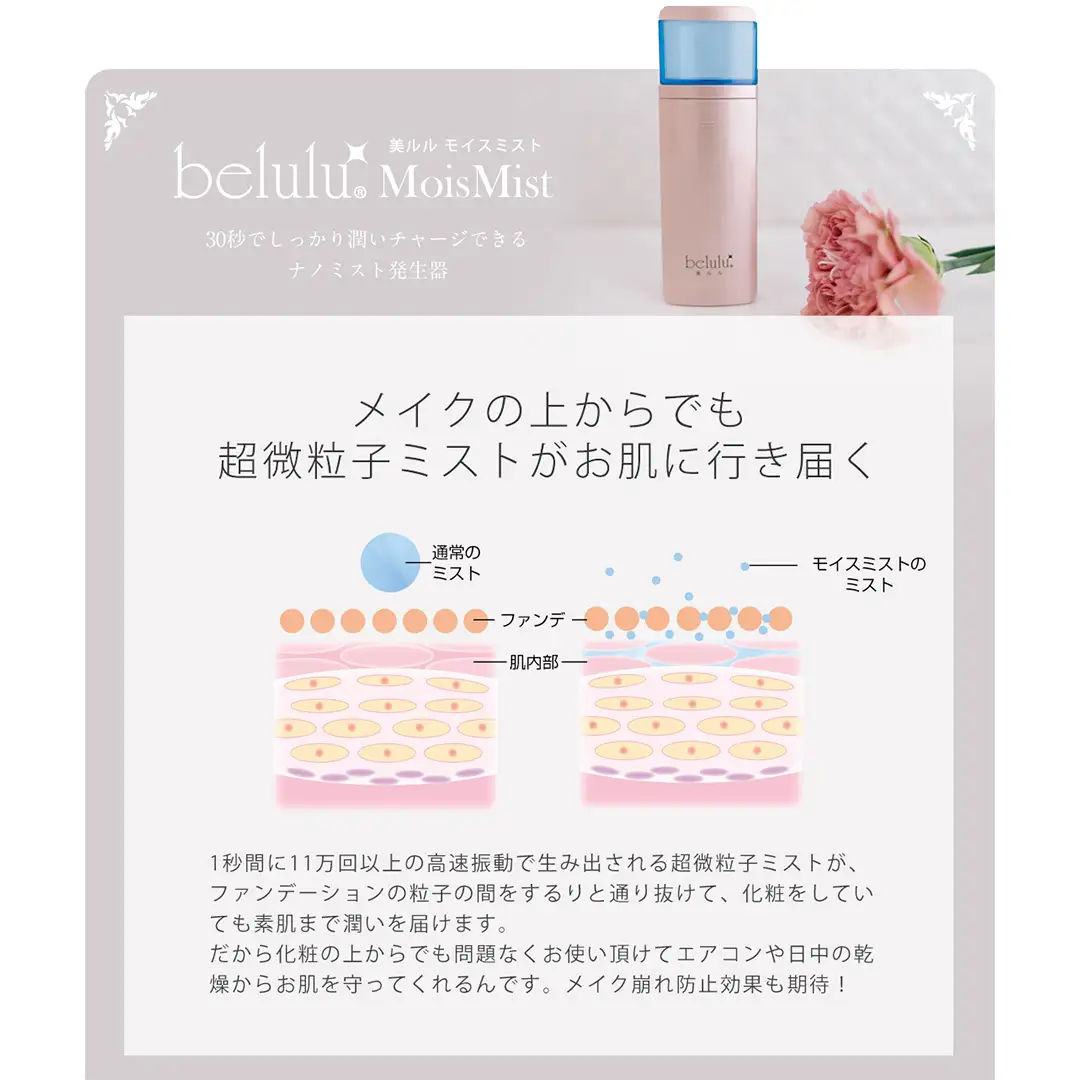 【ギフト対応可】美ルル モイスミスト（ピンクゴールド） モイスミスト ハンディミスト ナノ超微粒子 化粧水対応