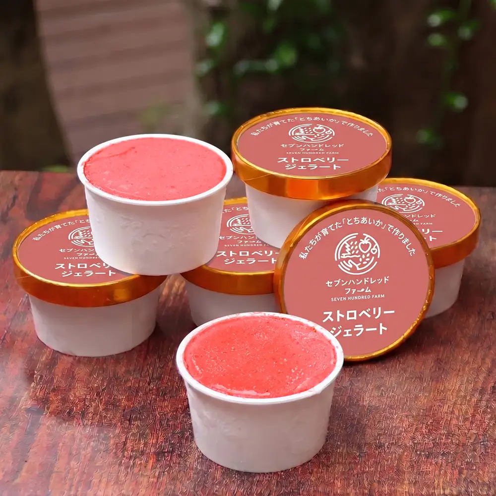 【とちあいか70％使用】栃木県さくら市産「さくらベリー」の濃厚いちごジェラート 90ml×6個