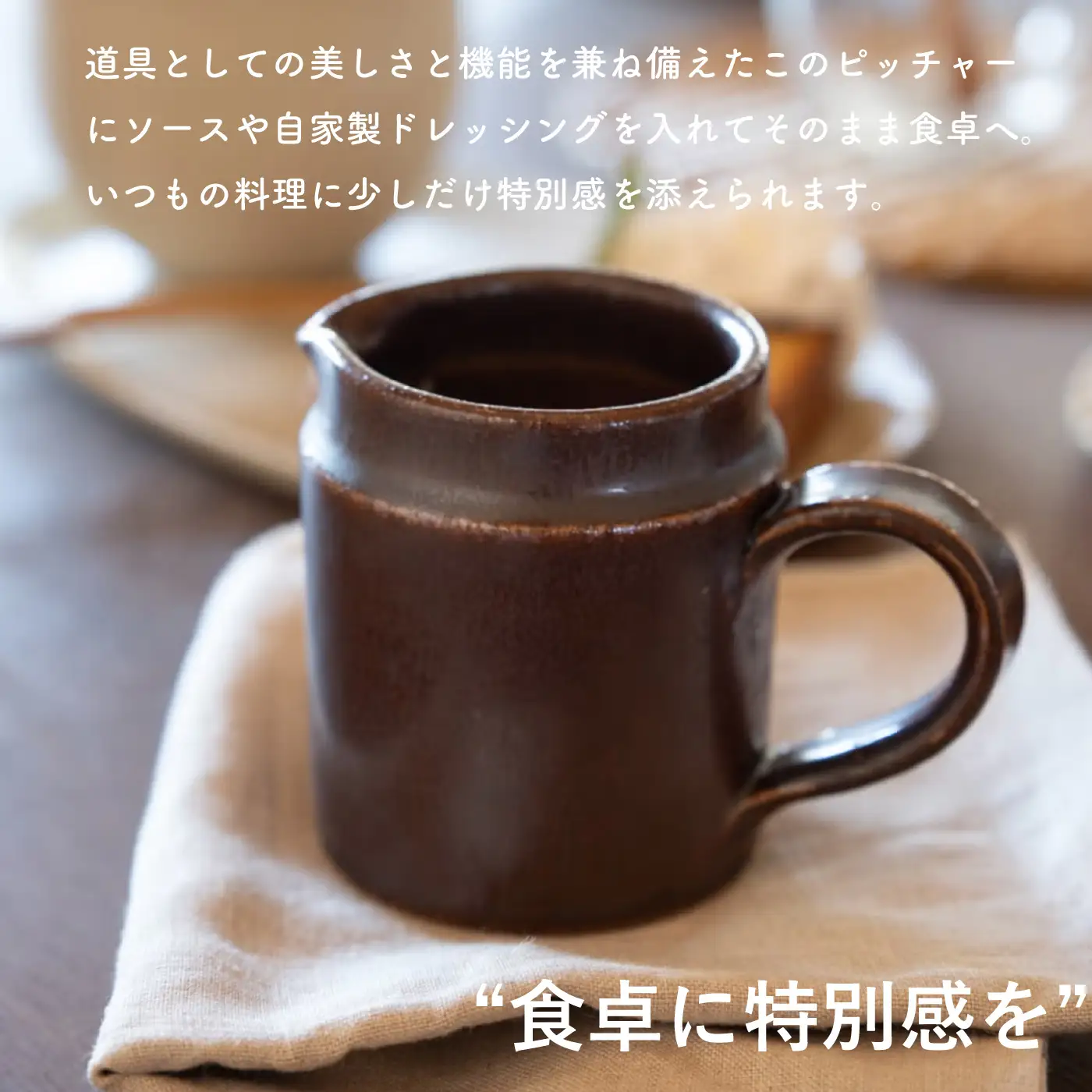 【信楽焼・明山】　ドレッシングピッチャー（鉄茶）mei-06