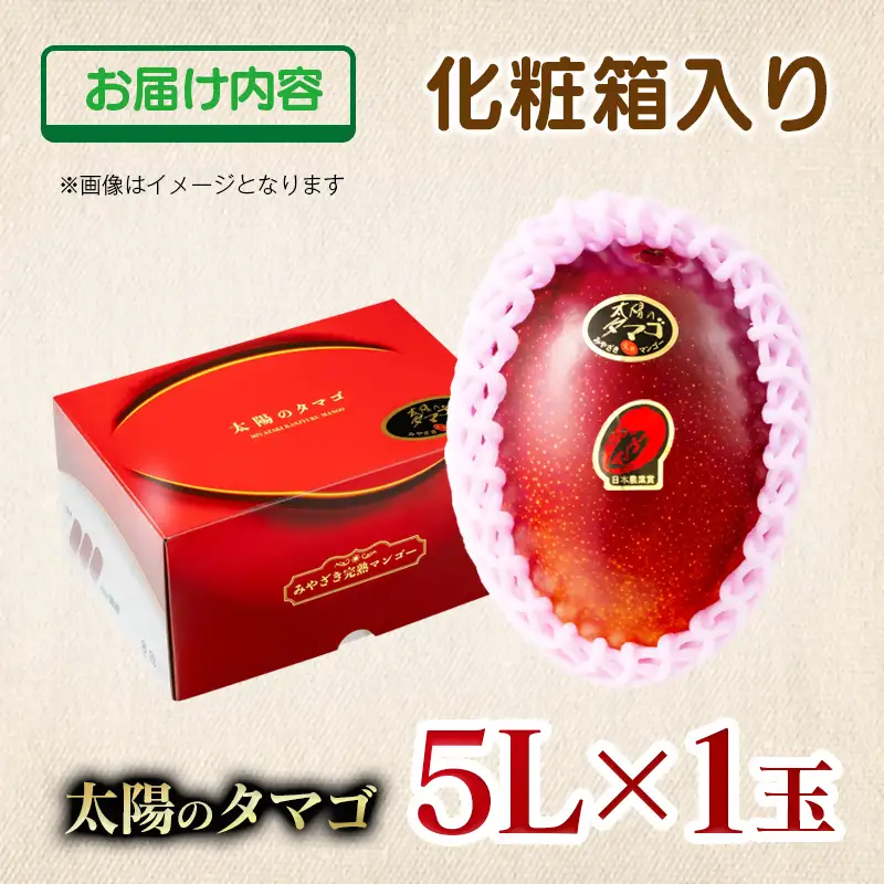 6月発送【先行予約】最高級ブランド『太陽のタマゴ』5L×1個【糖度15度以上】宮崎県西都市産完熟マンゴー＜68-9a＞宮崎マンゴー 果物 フルーツ 甘い