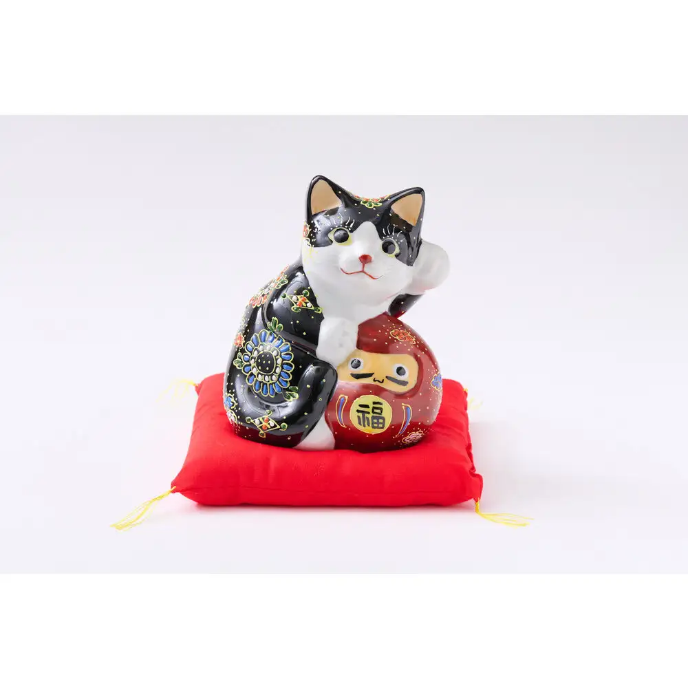 5号達磨招き猫　黒盛　（布団付）