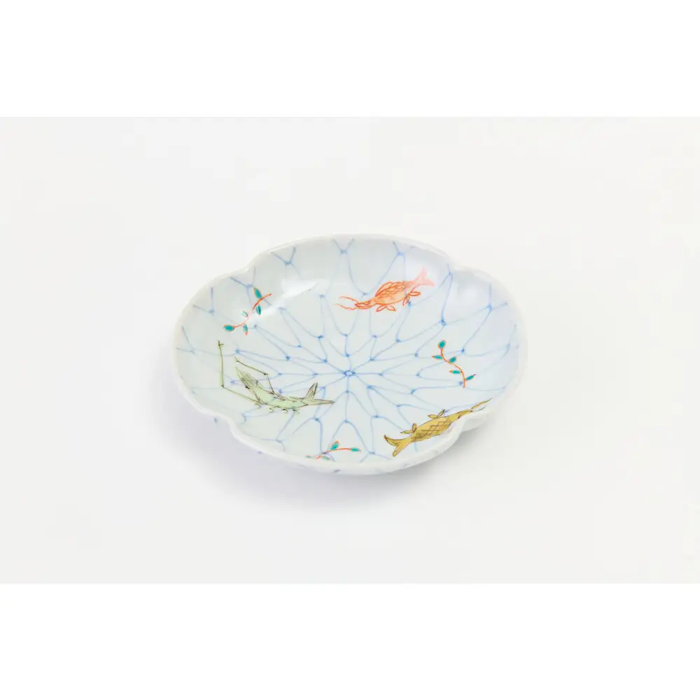 5寸モッコ型皿揃　網魚文（5枚組）