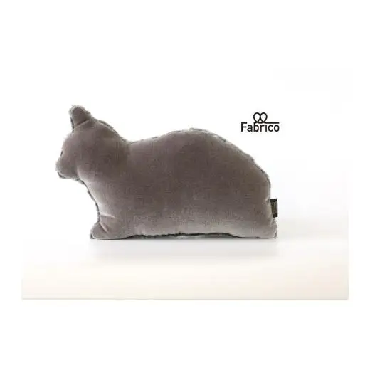N420 【Ｆａｂｒｉｃо】グレー猫のクッション