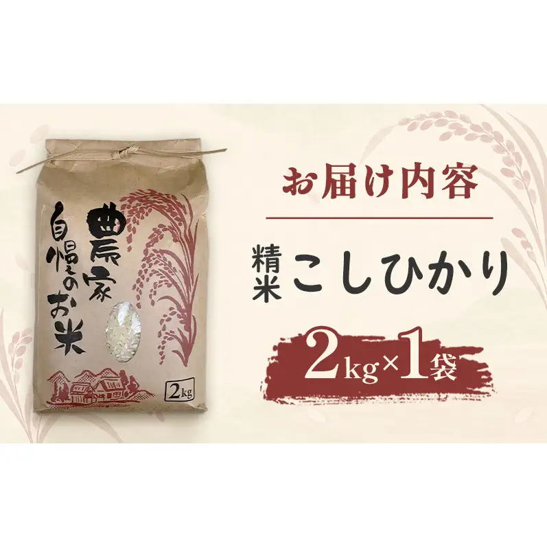 米 こしひかり2キロ(令和8年産) 若狭・天狗山農園 お米 こめ コメ 精米 ご飯 ごはん コシヒカリ 福井県 若狭町