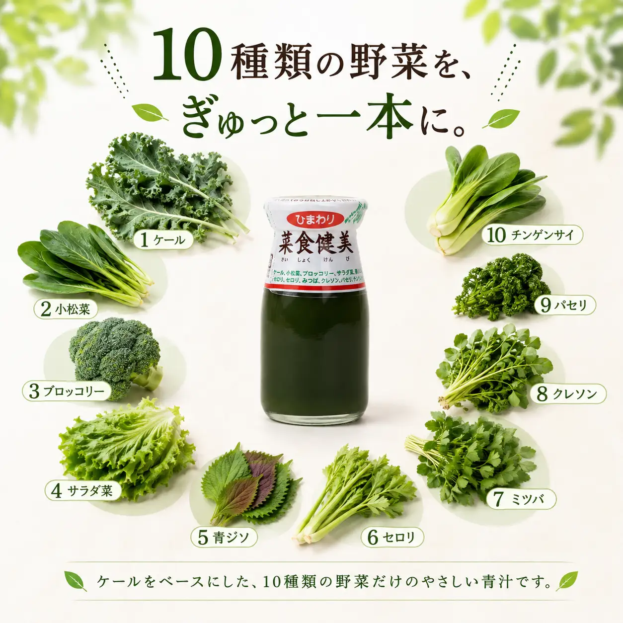 青汁 菜食健美 (90ml×7本) | 健康 国産 ひまわり乳業 青